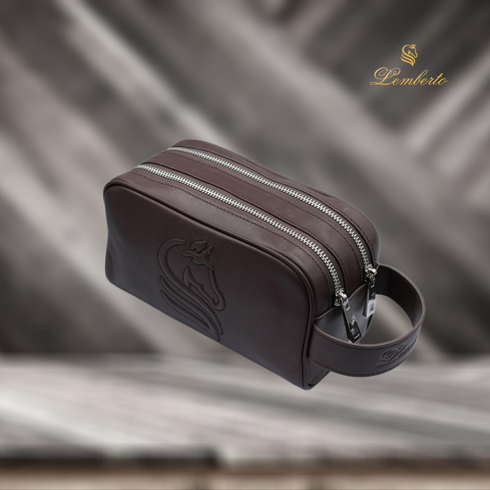 Premium Men’s Genuine Leather Handbag / Toiletry Pouch by Lemberto
