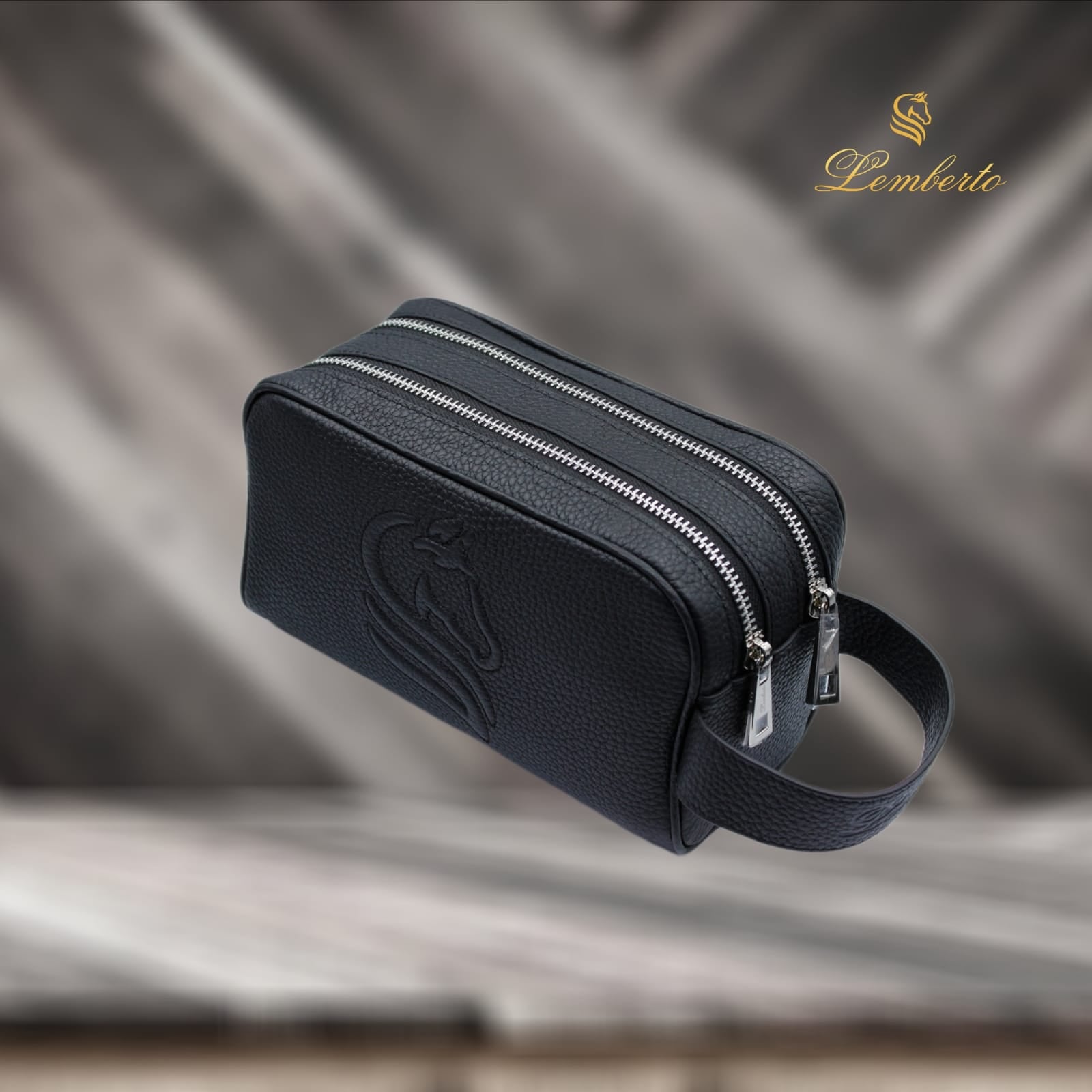 Premium Men’s Genuine Leather Handbag / Toiletry Pouch by Lemberto