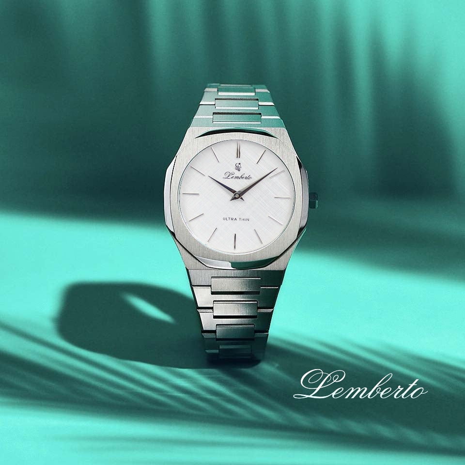 Men’s Ultra Thin Silver & Pure White Watch by Lemberto